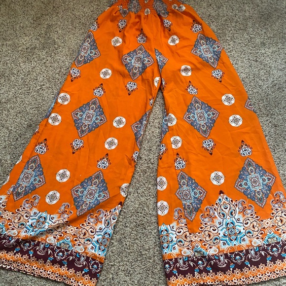 Pants - Bohemian Orange Wide-Leg Pants